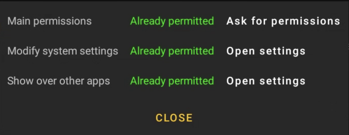 Finestra di dialogo — Permessi Android