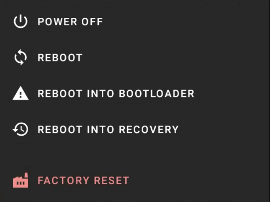 Menu di alimentazione